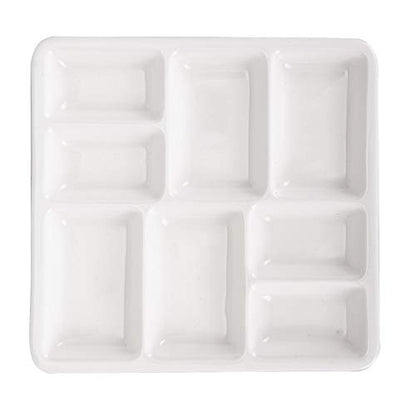 VanEnjoy White Square Ceramic Artist Paint Palette,Porcelain Watercolor Palette,Ceramic Mixing Tray for Watercolor Gouache Painting