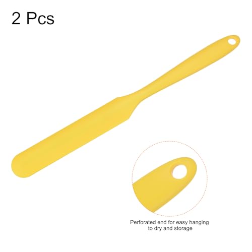 HARFINGTON 2Pcs Silicone Spatula Scraper 9.45" Reusable Non-Stick Flexible Spatulas for Epoxy Resin Liquid Paint Arts DIY Crafts, Yellow - color: Yellow