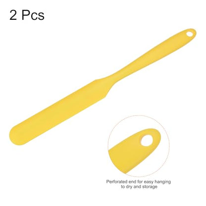 HARFINGTON 2Pcs Silicone Spatula Scraper 9.45" Reusable Non-Stick Flexible Spatulas for Epoxy Resin Liquid Paint Arts DIY Crafts, Yellow - color: Yellow