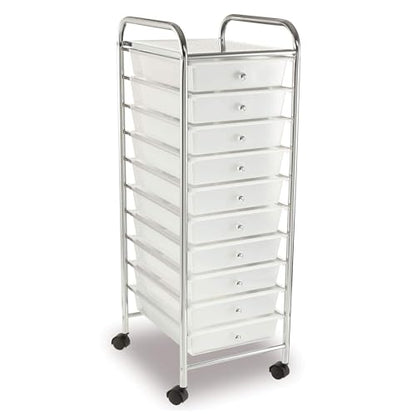 Simply Tidy 10 Drawer Clear Rolling Cart - Mobile Organizer with Removable Drawers, Swivel & Locking Casters, Durable Tubular Frame - 1 Set - color: Clear