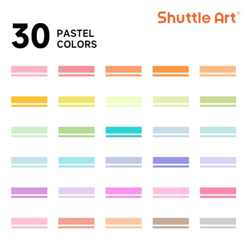 Shuttle Art 30 Colors Highlighters, Pastel Highlighter Pens Assorted Colors, Dual Tip Mild Color Markers, Perfect for Adults Teachers Students Underlining, Highlighting for Home School Office - color: 30 Colors