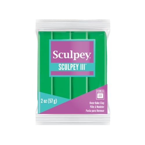 Sculpey Oven-Bake Clay, 2 oz. Bars, Sculpey III Emerald Green, 30 Bars | Polymer Clay, Perfect for Jewelry, Home Decor, and General Crafting - size: 2 oz. Emerald Green (30-Pack)