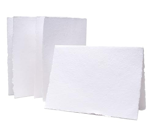 WANDERINGS Handmade Deckle Edge Blank Greeting Cards & Envelopes - 300 GSM Paper– 20 Cards for Invitations, Thank Yous, Greeting, Get Well and Birthday Cards (Blank) - color: Blank Paper
