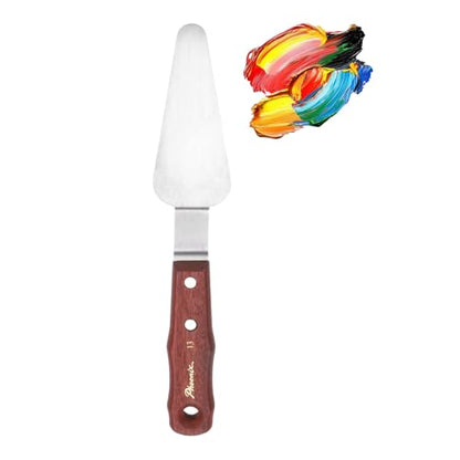 MECCANIXITY Pack of 1 Large Palette Knife No.13, 10.6" Long Palette Knives with Stainless Steel Flexible Spatula Pallet Knife and Wood Handle for Scraping, Mixing, Oil Acrylic Painting Canvas - style: No.13