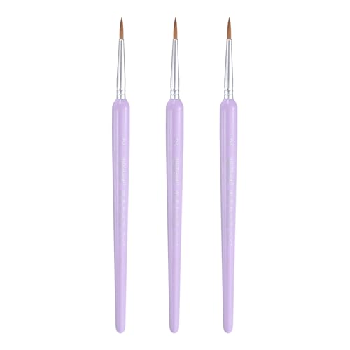 HARFINGTON 3pcs Detail Paint Brushes 12mm Pointed Tip Nylon Hair Miniature Painting Brush for Watercolor Oil Acrylic Painting(2#), Purple - color: Purple, size: 2# 12mm
