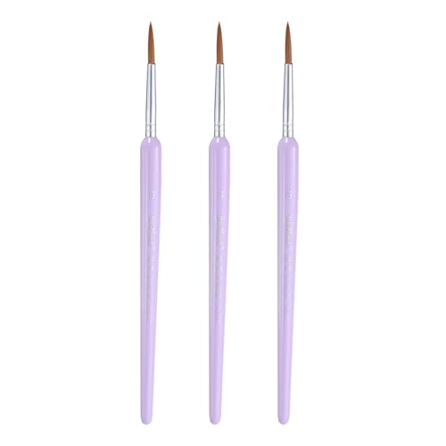 HARFINGTON 3pcs Detail Paint Brushes 20mm Pointed Tip Nylon Hair Miniature Painting Brush for Watercolor Oil Acrylic Painting(6#), Purple - color: Purple, size: 6# 20mm