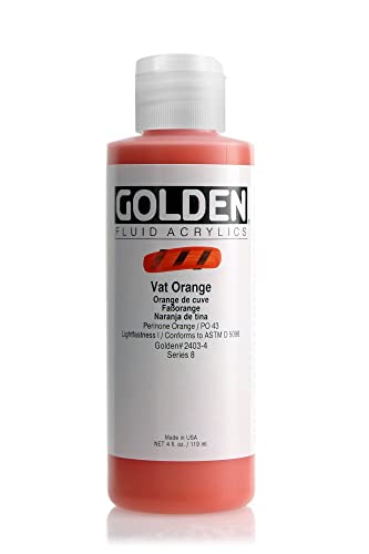 Golden Fluid Acrylic, 4 ounce bottle, Vat Orange (2403-4)