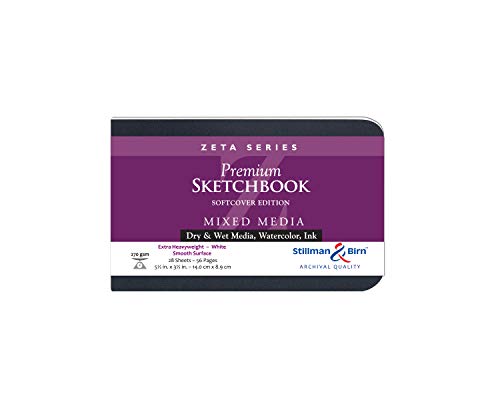 Stillman & Birn Zeta Series Softcover Sketchbook, 5.5" x 3.5", 270 gsm (Extra Heavyweight), White Paper, Smooth Surface - size: 5.5" x 3.5" 270 gsm (Extra Heavyweight)