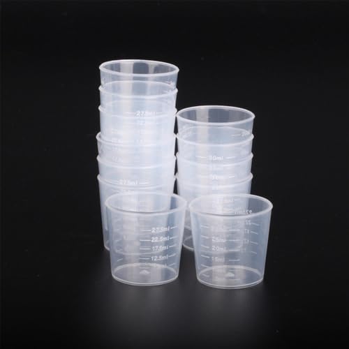 20pcs 1.02oz/30ml Liquid Medicine Cups, Plastic Measuring Cups, Clear Graduated Mixing Cups with Scale, Transparent Epoxy Resin Mixing Cups for Cooking, Medicine & DIY