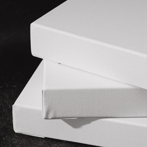 PHOENIX 4x4 Inch 4 Pack Gallery Canvas - Small Square 1.5 in Thick Canvases for Painting - Deep Edge 100% Cotton 11 Oz. Gesso Primed White Blank Professional Canvas Oil & Acrylic Paints - size: 4"x4", style: Gallery