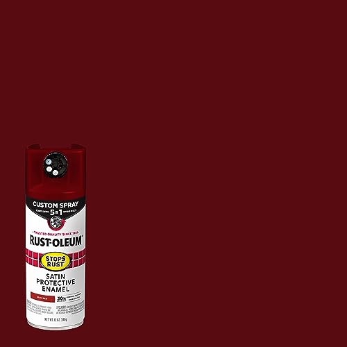 Rust-Oleum Stops Rust Custom 5-in-1 Spray Paint, Satin Brick Red - color: Satin Brick Red, size: 12 Ounce (Pack of 1)