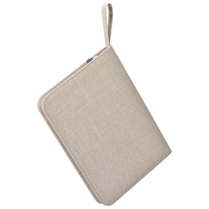 erofa 48 Slots Fountain Pen Case, Beige Water Resistant Canvas Pen Holder Display Pouch Storage Large Capacity Bag - color: Beige-Canvas