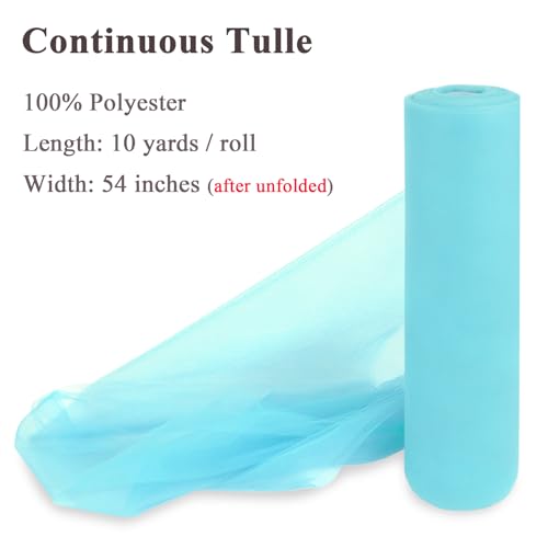 Soft Blue Tulle Fabric Roll 54 Inch x 10 Yards Tulle Ribbon - color: Soft Blue, size: 54 Inch X 10 Yards