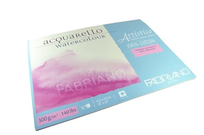 Fabriano Artistico Watercolor Block, 18" x 24", Traditional White - size: 18x24, style: Hot-Press