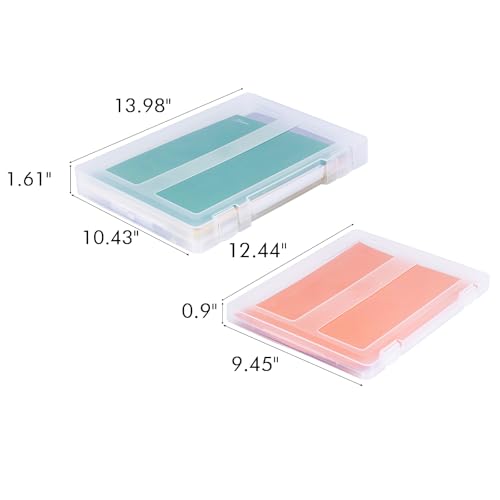 8 Pack Paper Storage Boxes, 8.5 x 11 Plastic Portable Project Case for US letter Size and A4 paper, Plastic Multi-Purpose Thick Scrapbook Storage Box for Office,Craft or Art Supplies - size: 13.9"L x 10.6"W x 1.6"H + 12.5"L x 9.5"W x 1"H