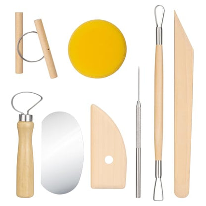 Amrules 8 Pcs Polymer Clay Sculpting Tools Kit for Adults, Light Yellow | Smooth Comfortable Handles, Sturdy Wood & Stainless Steel, Perfect for Beginners, Pottery Lovers & Diy Craft - color: Lightyellow-8Pcs