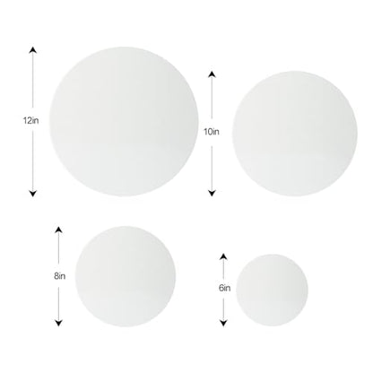 TRANSON 4 Sizes 12" 10" 8" 6" Round Shaped Stretched Canvas Primed Ready for Painting - size: Round 4PCS