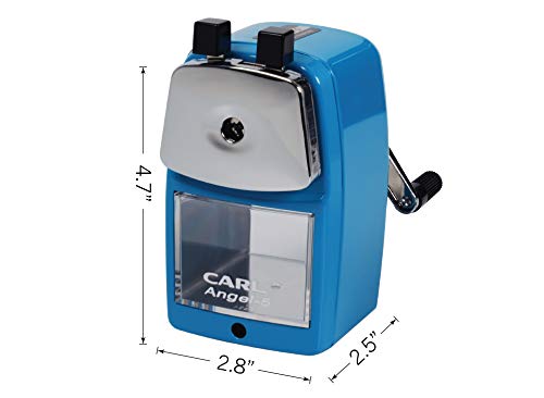 Carl Angel-5 (Black) Heavy-Duty Artist & Teacher Pencil Sharpener – Precision Manual Crank with Auto-Stop, Colored Pencil Compatible, Quiet Operation, Durable Japanese Design. - color: Black