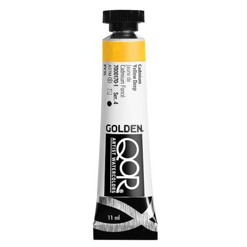 GOLDEN QoR Artist Watercolors, Cadmium Yellow Deep, 11 ml Tube, Professional Watercolor Paint, Semi-Transparent - color: Cadmium Yellow Deep