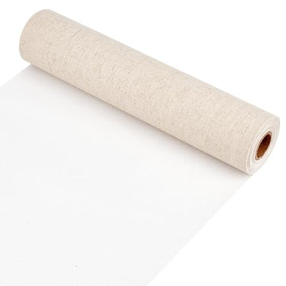 BENECREAT 5.5 Yards x 11 Inch Canvas Roll Linen, Four Primed Canvas Roll Artist Canvas for Gesso Art Painting Oil Painting Backdrop Decoration, 0.3mm Thick