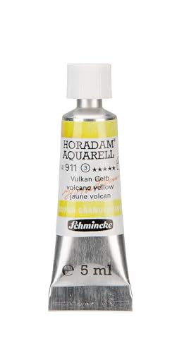 Schmincke - HORADAM® AQUARELL, Super Granulation, 14 911 001 Volcano Yellow, 5 ml tube, very strong granulating colors, finest super granulating watercolors - color: 911 volcano yellow