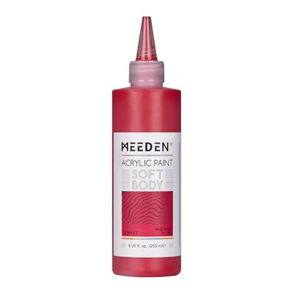 MEEDEN Soft Body Acrylic Paint: Scarlet Red Matte Finish 250ml/8.45oz | Bulk Acrylic Colors in Ergonomic Bottle - Fluid Flow Art Paints for Artists Canvas Painting - color: Scarlet