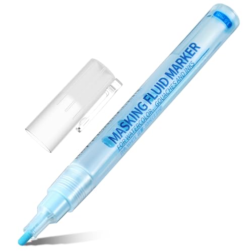 Feifeiya 1 Pcs Masking Fluid Pen for Watercolor Painting, Capacity with Applicator Tip, Masking Fluid Marker for Various Art Projects Watercolor Ink (3mm,Blue) - color: Blue, size: 1 Count (Pack of 1)