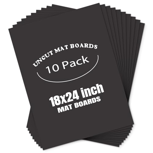 AUEAR 18x24 Uncut Picture Mat Boards, 10 Pack Black Matt Boards for Prints - color: Black, size: 18x24