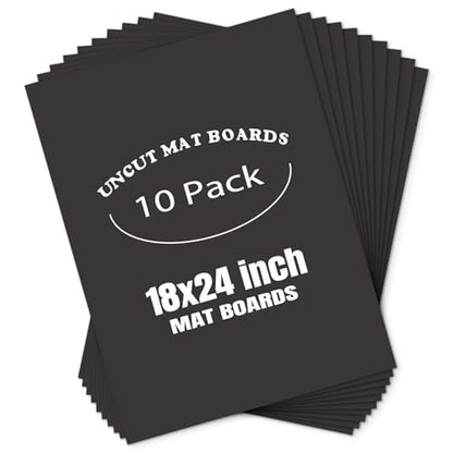 AUEAR 18x24 Uncut Picture Mat Boards, 10 Pack Black Matt Boards for Prints - color: Black, size: 18x24