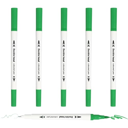 PATIKIL 6Pack Dual Brush Markers, Green Watercolor Fine and Brush Tips Pens Colored Marker Calligraphy Coloring Art Supplies Set for Coloring Book Illustration Sketching Journaling - color: Green