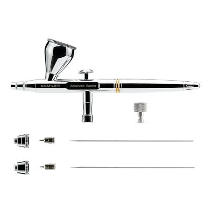 Gaahleri Airbrush Seeker, Dual-Action Gravity Feed with 6-Channel Quick-Release Nozzle, 0.3 & 0.5mm Dual Needle/Nozzle Set, 1/3oz Cup & Ergonomic Calm Island for Model Building Model Painting Art