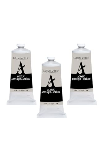 Grumbacher Iridescent White Acrylic Paint, 90ml/3 oz. Metal Tube, 3-Pack - color: Iridescent White