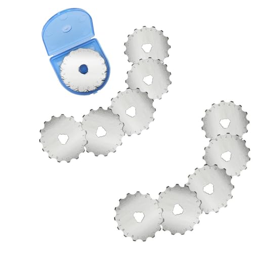 10pack Rotary Cutter for Fabric Paper, 45mm/1.77inch Refill Steel Perforating Rotary Replacement Blades Wide Skip Blade Edging Tool for Arts Crafts Scrapbooking Sewing Cutting - color: serrated edge - 10pack