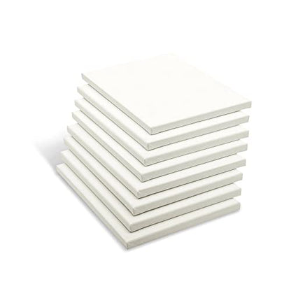 KINGART Stretched White Canvas Set – Rectangle, 9x12 Inch, 8-Pack – 100% Cotton, Triple Gesso Primed – 5/8" Profile Back-Stapled Artist Boards for Acrylic, Oil, Pouring, & Mixed Media Painting - size: 9" x 12"