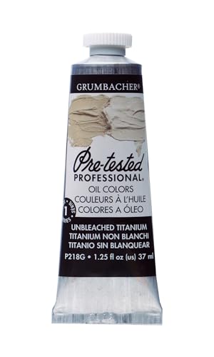 Grumbacher Pre-Tested Oil Paint, 37ml/1.25 Ounce, Unbleached Titanium White (P218G) - color: Unbleached Titanium White, size: 1.25 Ounce (Pack of 1)