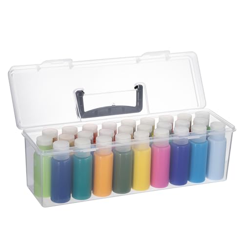 JUXYES Plastic Clear Acrylic Paint Bottle Storage Organizer Box with Handle - size: 1 Pack