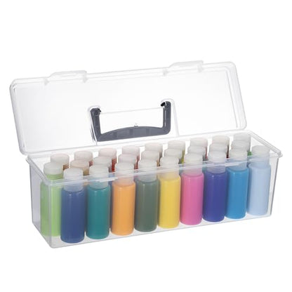 JUXYES Plastic Clear Acrylic Paint Bottle Storage Organizer Box with Handle - size: 1 Pack