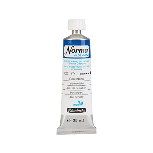 Schmincke - NORMA® Blue, 21422009, finest water-based artists' oil colors, highly pigmented, lightfast, vegan, Cerulean blue, 35 ml - color: 422 cerulean blue