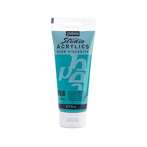Pébéo 832-353 - Studio Acrylics Fine Acrylic - Acrylic Paint - Iridescent Acrylic - Iridescent Green Blue - Iridescent Green Blue 100ml/3.38oz - color: Iridescent Green Blue, size: 3.38 Ounce (Pack of 1), style: Acrylics Color