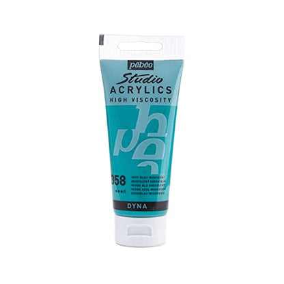 Pébéo 832-353 - Studio Acrylics Fine Acrylic - Acrylic Paint - Iridescent Acrylic - Iridescent Green Blue - Iridescent Green Blue 100ml/3.38oz - color: Iridescent Green Blue, size: 3.38 Ounce (Pack of 1), style: Acrylics Color