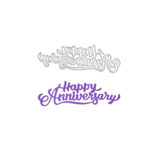 Letter Thank You Mr&Mrs Best Wishes Happy Anniversary Heart Metal Cutting Dies Stencil DIY Scrapbooking Embossing Tool DIY Paper Cards Album Decoration (Happy Anniversary) - style: Happy Anniversary