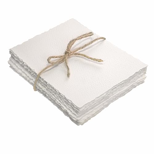 Vellumasx 50 Sheets Textured Paper 4 x 6 inch, Cold Press Watercolor Paper 140lb/300 GSM, Handmade Sheet for Watercolors,Cards,Crafts,Wedding Invitations