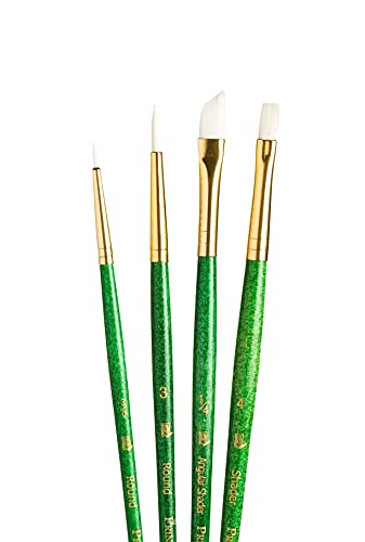 Princeton RealValue Brush Set, White Taklon, Green Handle, 4 Piece, 1 Count - style: Set-9117