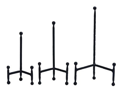 Deco 79 Metal Display Easel Tabletop Easel with Ball Details, Set of 3 Display Stand 12", 10", 8"H, Black - color: Black