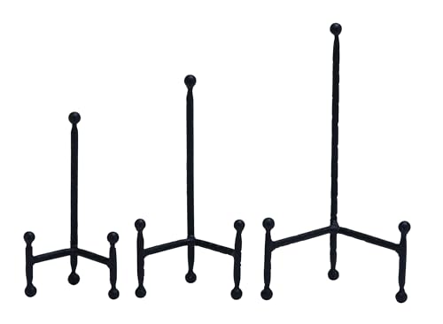 Deco 79 Metal Display Easel Tabletop Easel with Ball Details, Set of 3 Display Stand 12", 10", 8"H, Black - color: Black