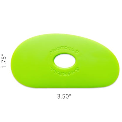 MudTools Shape 1 Polymer Rib for Pottery and Clay Artists, Green Color, Firm Flexibility (G1) - color: Green - Medium (G1)