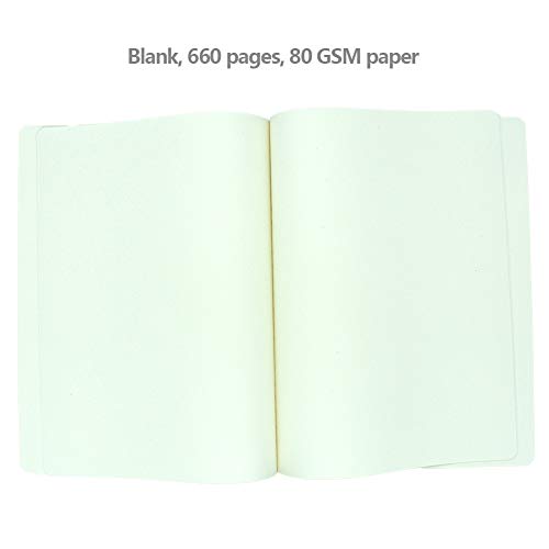Notebook, Waterproof PU Leather Journal, Blank Pages Super Thick Hardcover Executive Notebooks, A4 A5 A6 Notebook for Home School Office Business, 660 Pages(Blue,Size:A6)