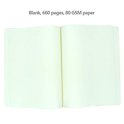 Notebook, Waterproof PU Leather Journal, Blank Pages Super Thick Hardcover Executive Notebooks, A4 A5 A6 Notebook for Home School Office Business, 660 Pages(Blue,Size:A6)