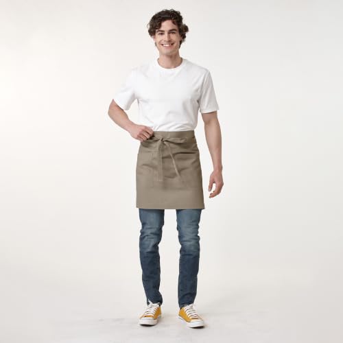 Waist Apron for Men Server Bistro Half 4251BY - color: Dark Khaki, size: 1 Pack