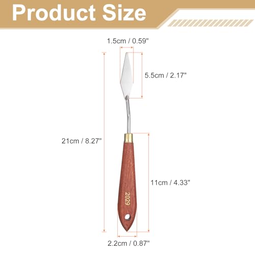 HARFINGTON Palette Knife Painting Tool 2.17" x 0.59" Stainless Steel Teardrop Blade 8.27" Length Spatula Painting Pallet Knives with Hole Beech Wood Handle for Oil Acrylic Canvas, Red/Silver - size: 8.27" x 0.59" x 2.17"